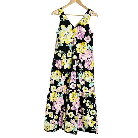 Who What Wear Black Yellow Floral Maxi Dress Size XS - Picture 3 of 9